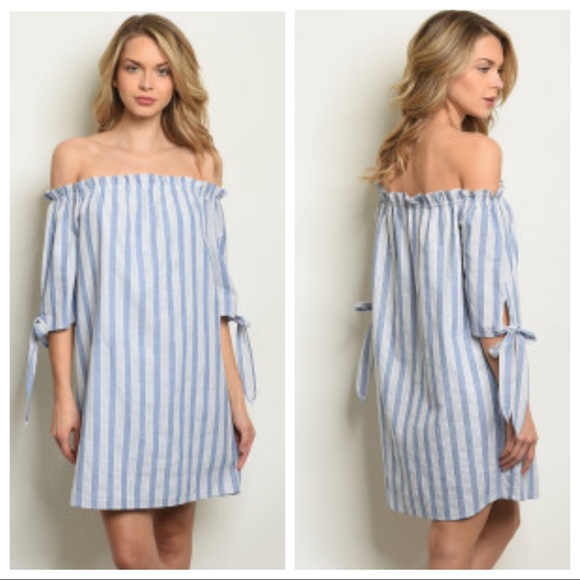 Striped Off the Shoulder Dress - Picture 7 of 7